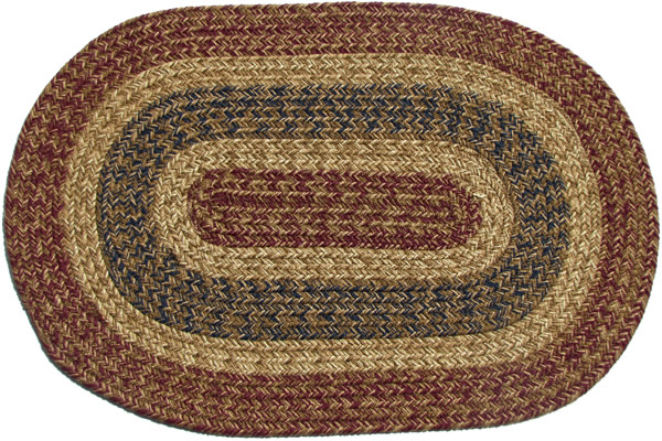 Colorado - Charles Burgundy & Navy - 2' x 3' Oval Braided Rug