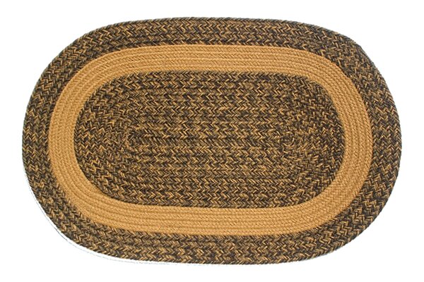 Dark Wicker Tweed - New Gold Band - Oval Braided Rug